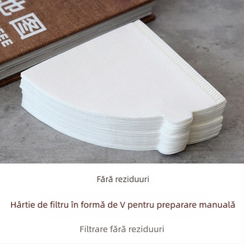 Filtru de cafea V60, conic, hârtie de filtrare pentru cafea la filtru, 100 bucăți, alb, fără miros, tip 02