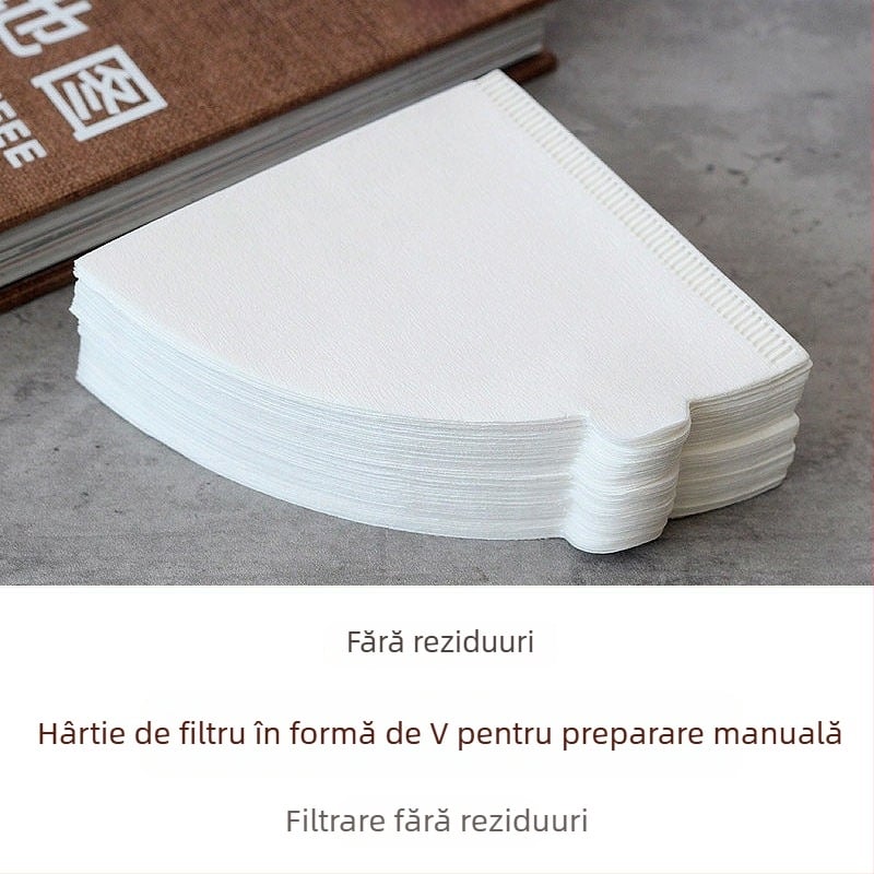 Filtru de cafea V60, conic, hârtie de filtrare pentru cafea la filtru, 100 bucăți, alb, fără miros, tip 02