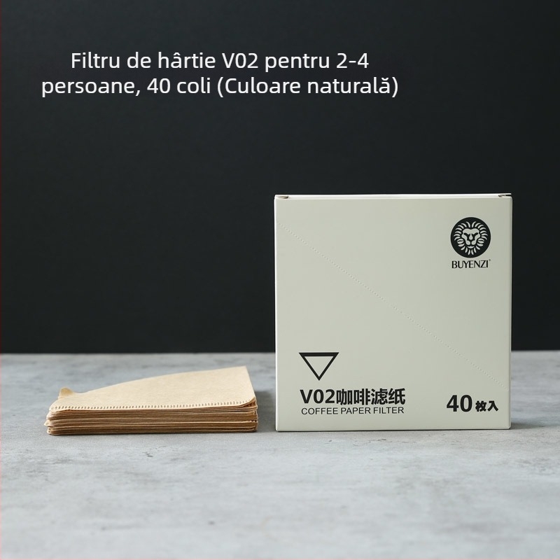 Filtru de cafea V60, conic, hârtie de filtrare pentru cafea la filtru, 100 bucăți, alb, fără miros, tip 02