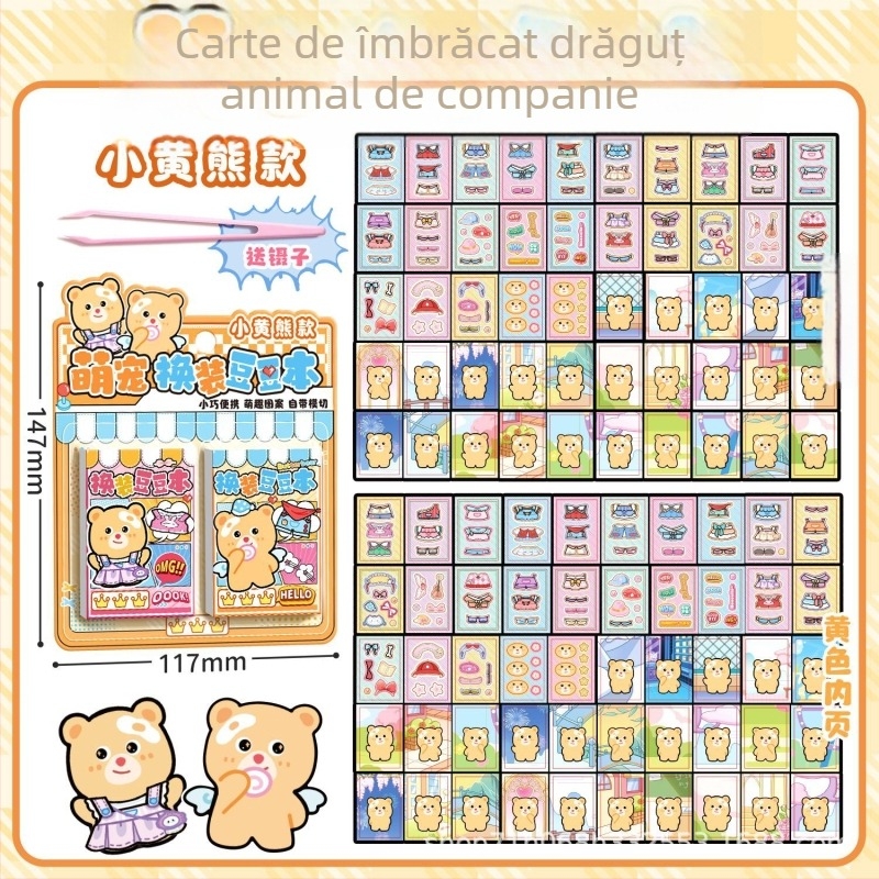 Jurnal interactiv pentru copii, cu posibilitatea de a îmbraca personajele, copertă tare, format mini, 50 de pagini, stil japonez/koreean drăguț