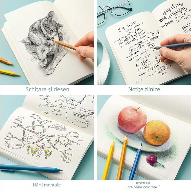 Caiet gol din piele de vită, caiet de schițe personalizat pentru studenți, carnet de notițe personalizat, caiet cu legare cu adeziv și logo imprimat