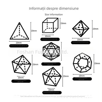 Zaruri din cristale colorate, aurii, cu numere gravate, pentru Dungeons & Dragons, set de 7 bucăți, Z02