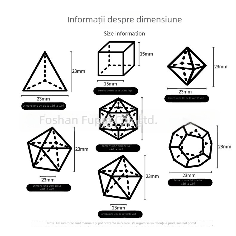 Zaruri din cristale colorate, aurii, cu numere gravate, pentru Dungeons & Dragons, set de 7 bucăți, Z02