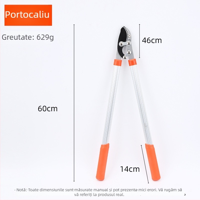 Foarfecă telescopică pentru crengi groase, cu mâner lung, pentru tăiere ușoară în grădină, la pomi fructiferi și gazon
