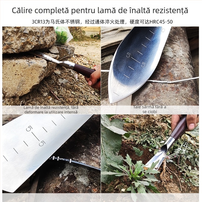 Lopată mică de grădină pentru uz casnic – unealtă din oțel inoxidabil pentru plantare și săpat legume și usturoi