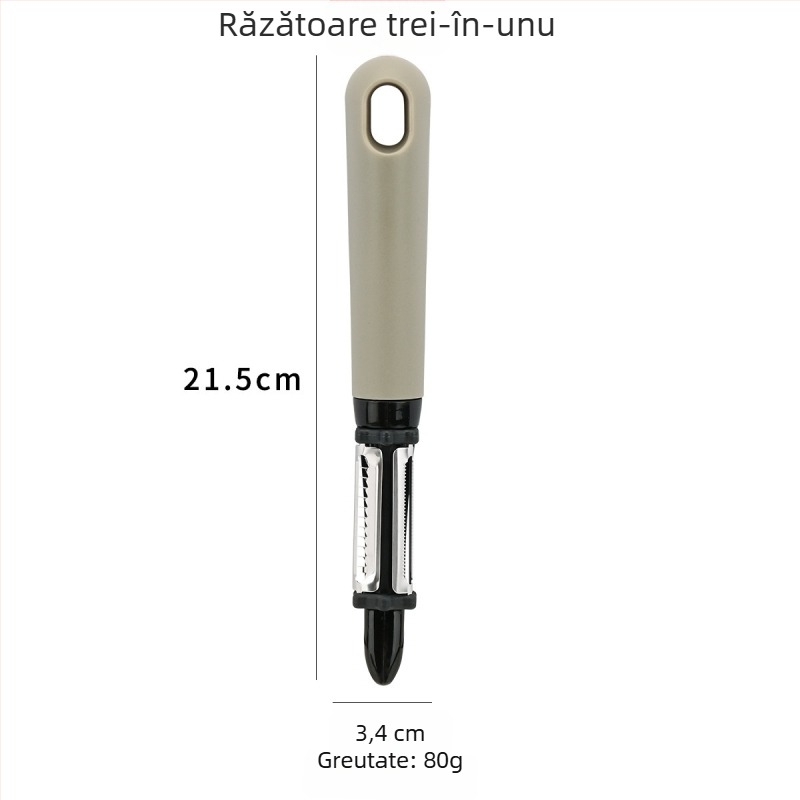 Set de 10 ustensile de bucătărie cu mâner din oțel: răzuitor, tăietor de pizza, deschizător de sticle, spatulă pentru brânză și tel de ouă