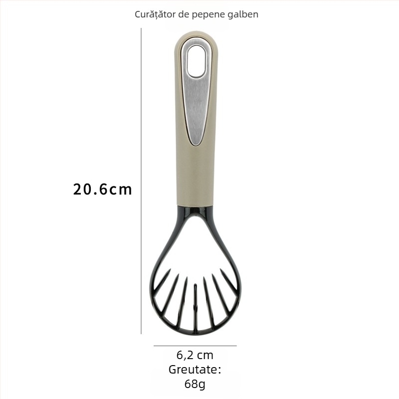 Set de 10 ustensile de bucătărie cu mâner din oțel: răzuitor, tăietor de pizza, deschizător de sticle, spatulă pentru brânză și tel de ouă