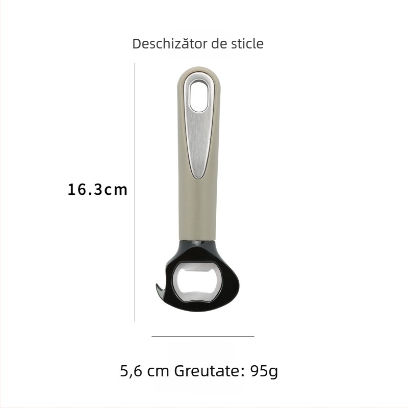 Set de 10 ustensile de bucătărie cu mâner din oțel: răzuitor, tăietor de pizza, deschizător de sticle, spatulă pentru brânză și tel de ouă
