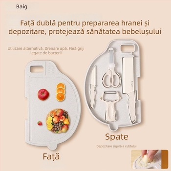 Baig set de cuțite pentru hrănire bebeluși – 2 în 1 cuțit pentru bebeluși și tocător, bucătărie de acasă