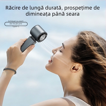 Ventilator portabil pentru mână și birou, cu baterie încorporată, încărcare USB, carcasă din aliaj de aluminiu, răcire cu semiconductori, afișaj digital cu 100 trepte