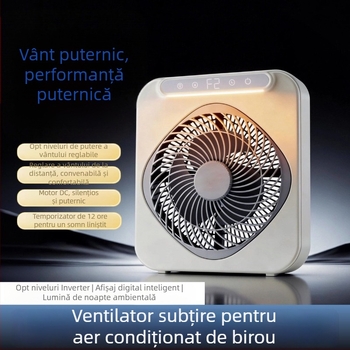 Ventilator USB reîncărcabil pentru birou și cămin, compact, cu 3 pale, motor BLDC, baterie încorporată, încărcare USB, funcționare silențioasă