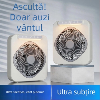 Ventilator USB reîncărcabil pentru birou și cămin, compact, cu 3 pale, motor BLDC, baterie încorporată, încărcare USB, funcționare silențioasă