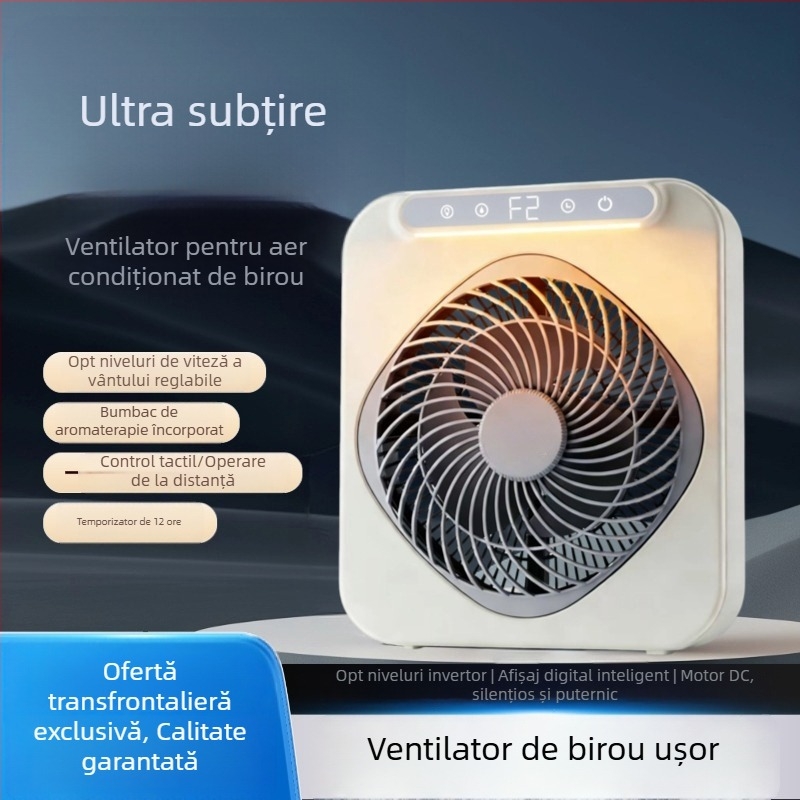 Ventilator USB reîncărcabil pentru birou și cămin, compact, cu 3 pale, motor BLDC, baterie încorporată, încărcare USB, funcționare silențioasă