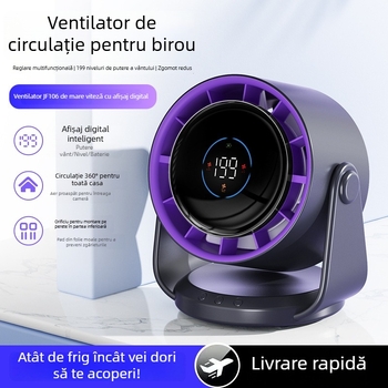 Ventilator nou de circulație a aerului, alimentat prin USB, silențios, ventilator mic de birou pentru birou și cămin, portabil