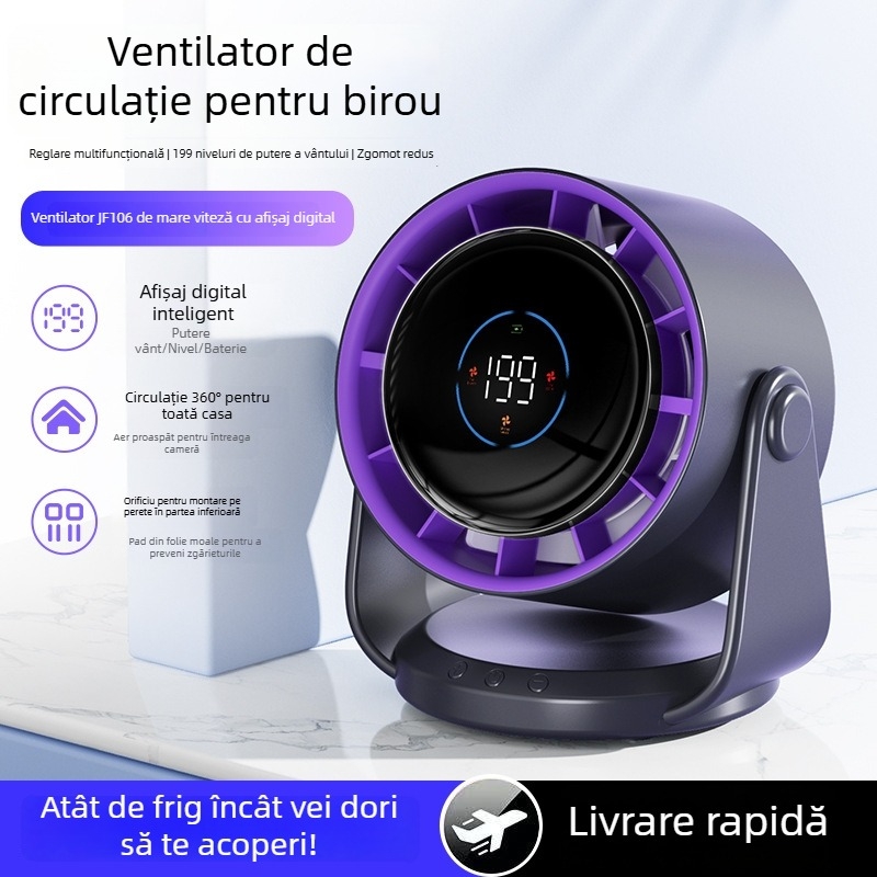 Ventilator nou de circulație a aerului, alimentat prin USB, silențios, ventilator mic de birou pentru birou și cămin, portabil
