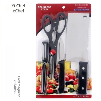 Set de cuțe bucătărie din oțel inoxidabil, 8 piese, blister, include seturi de 4 piese și 5 piese