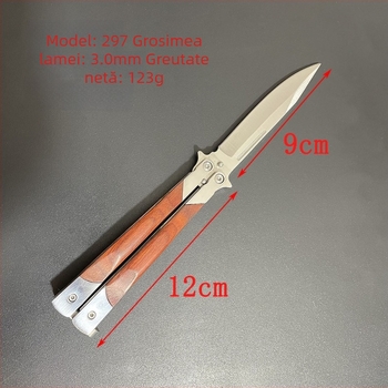 Cuțit fluture din oțel inoxidabil 3Cr13, camping, cuțit mini de fructe, jucărie cadou, pliere, neascuțit, lamă 9 cm