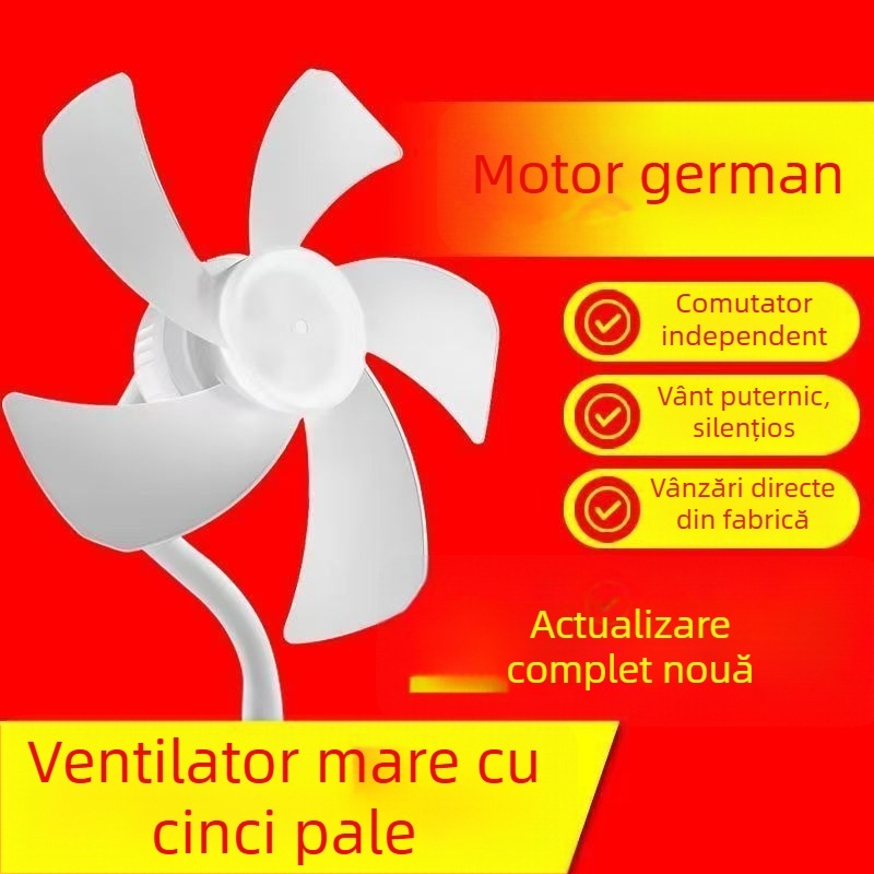 Ventilator de birou cu 5 palete, economie de energie, liniștit, reglabil 360°