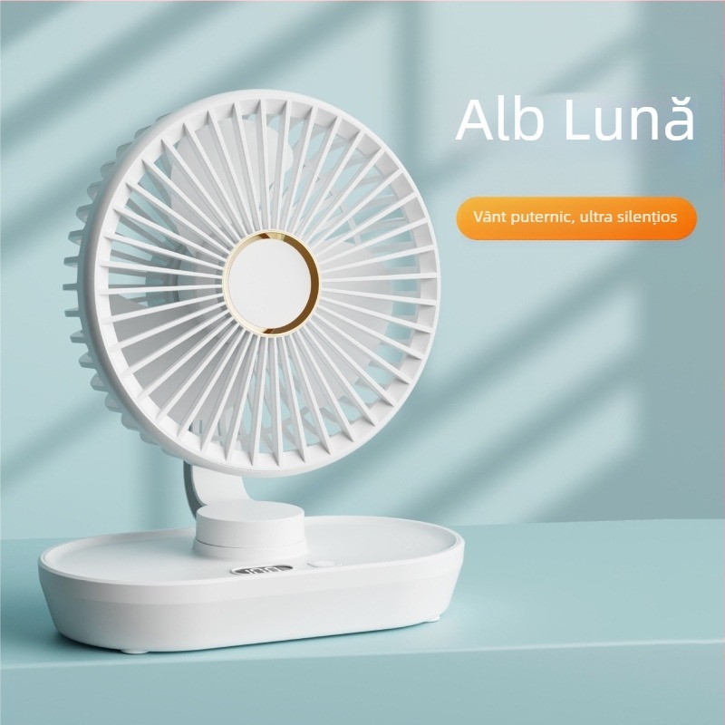 Ventilator mini USB de birou cu cap oscilant, portabil pentru cămine, 3 palete, baterie încorporată 2000–4000mAh, încărcare USB, 5 viteze, motor brushless