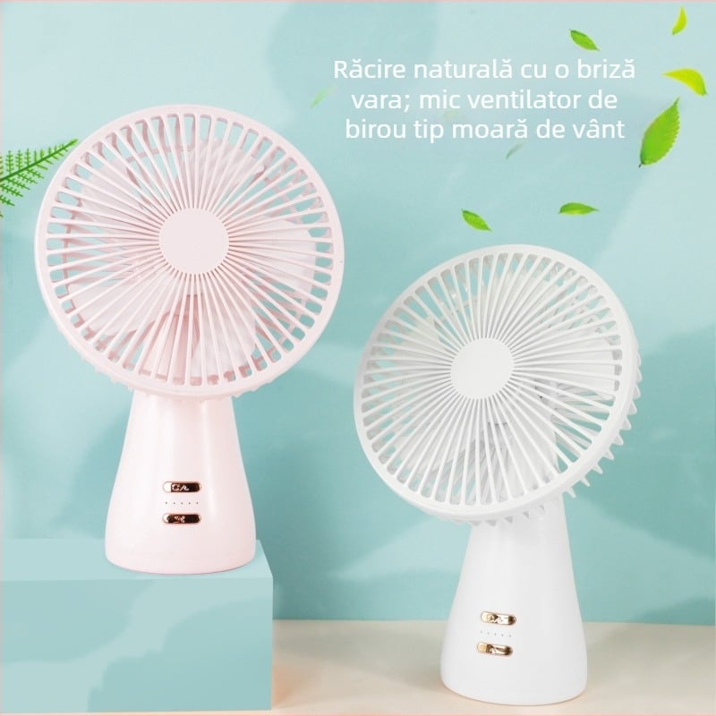 Ventilator de birou USB, silențios, cu capul care se mișcă, pentru birou și casă, flux de aer puternic