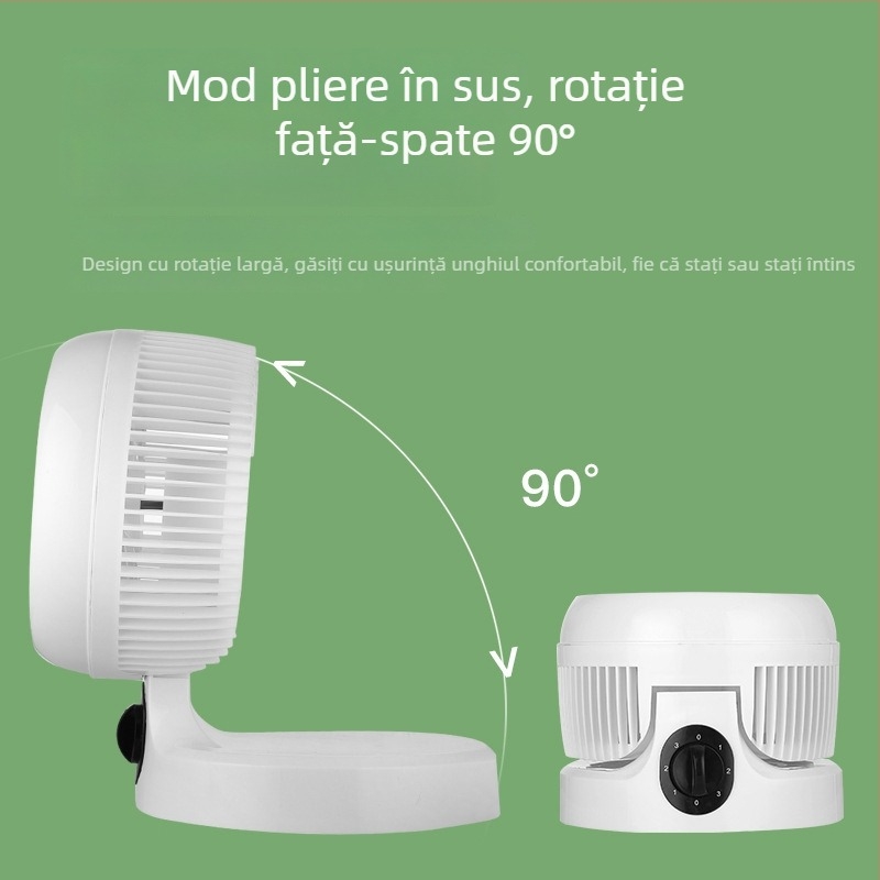 Ventilator de birou pliabil, economisitor de energie, silențios, pentru cămine studențești, cu 3 viteze și oscilație