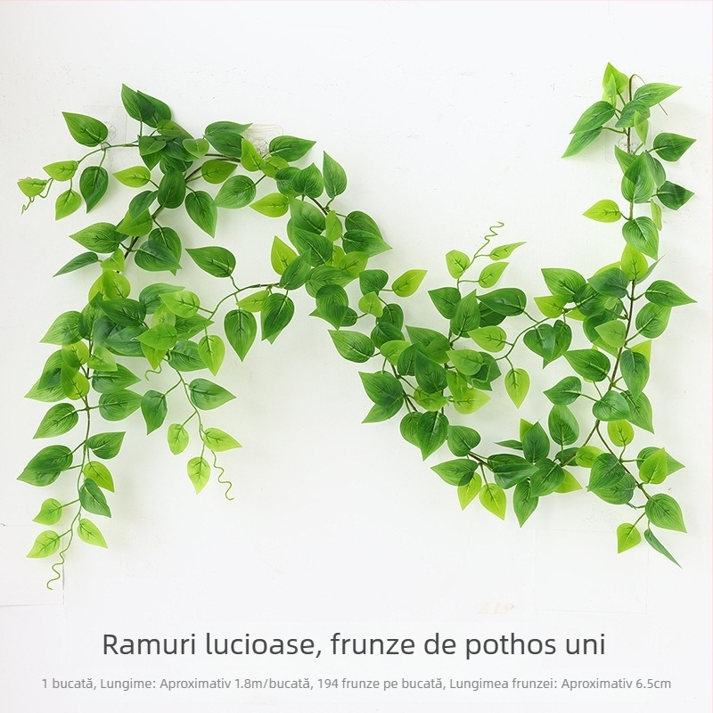 Iedera artificială cu frunze de viță-de-vie și frunze verzi, viță decorativă cu flori din plastic
