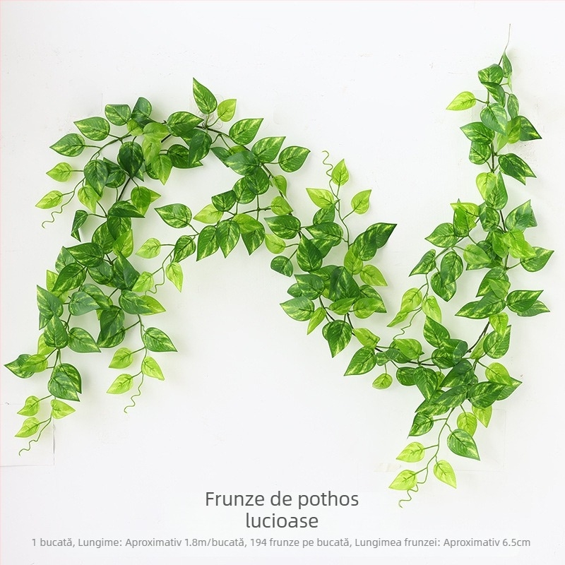 Iedera artificială cu frunze de viță-de-vie și frunze verzi, viță decorativă cu flori din plastic