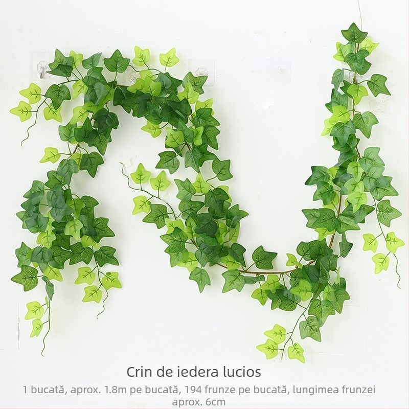 Iedera artificială cu frunze de viță-de-vie și frunze verzi, viță decorativă cu flori din plastic