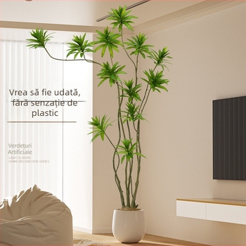 Plantă artificială mare de interior pentru living, cu crin și bambus
