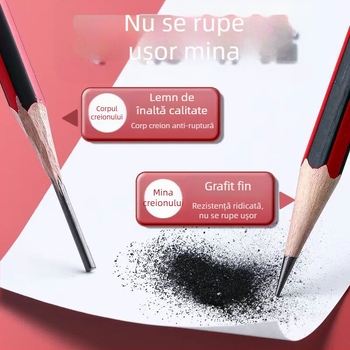 Creioane Deli pentru elevi din învățământ primar, netoxice și fără plumb, HB cu cap de gumă, 2B pentru schițe și desen