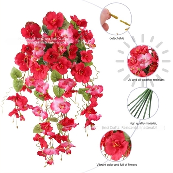 Flori hibiscus artificiale pentru exterior, cu liane lungi atârnătoare, pentru praguri, peisaje, nunți și decor exterior primăvară-vară.
