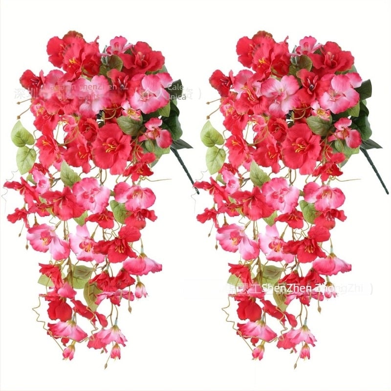 Flori hibiscus artificiale pentru exterior, cu liane lungi atârnătoare, pentru praguri, peisaje, nunți și decor exterior primăvară-vară.