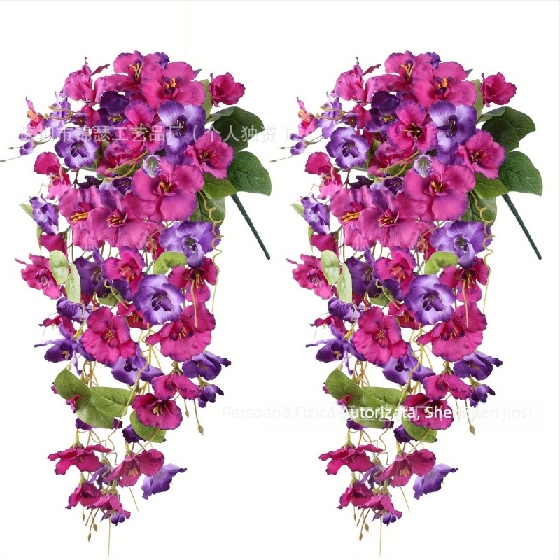 Flori hibiscus artificiale pentru exterior, cu liane lungi atârnătoare, pentru praguri, peisaje, nunți și decor exterior primăvară-vară.