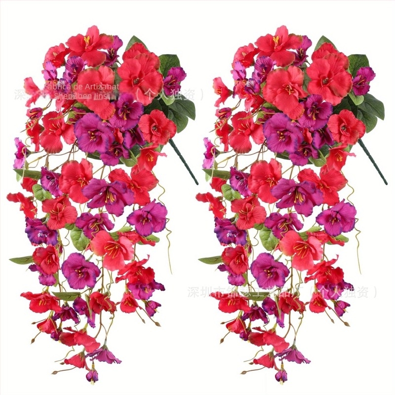 Flori hibiscus artificiale pentru exterior, cu liane lungi atârnătoare, pentru praguri, peisaje, nunți și decor exterior primăvară-vară.