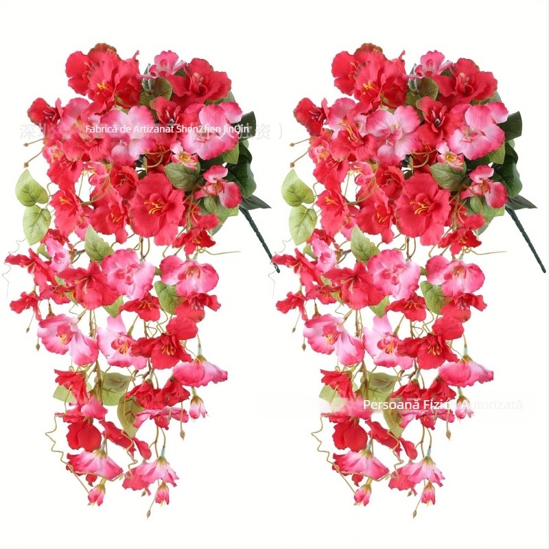 Flori hibiscus artificiale pentru exterior, cu liane lungi atârnătoare, pentru praguri, peisaje, nunți și decor exterior primăvară-vară.