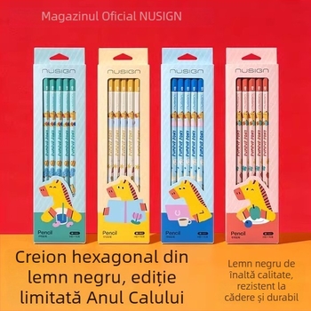 Deli Ediție Limitată a Anului Calului – Creion din Lemn Negru HB pentru Elevii din Școala Primară, Netoxic, Fără Plumb, Scriere și Desen, 2B Creion
