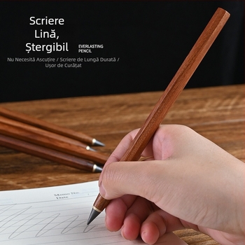 Creion din lemn octogonal HB pentru elevi și examene, design vintage, fără a necesita ascuțire