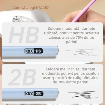 Creion HB triunghiular din lemn pentru elevi de școală primară, grafit 2B netoxic pentru practică de scriere