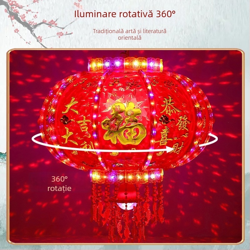 Lanteră LED multicolor rotativă – decor balcon pentru Anul Nou, nuntă și mutare, lampă de palat pentru Festivalul Primăverii
