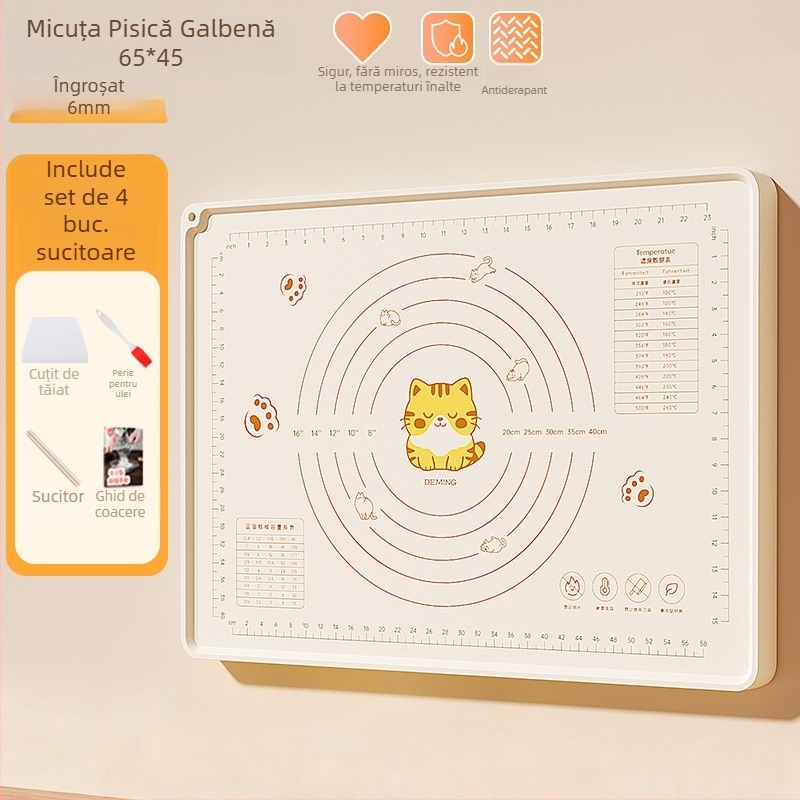 Covoraș din silicon pentru frământat și întins aluat, gros, de calitate alimentară, pentru coacere acasă