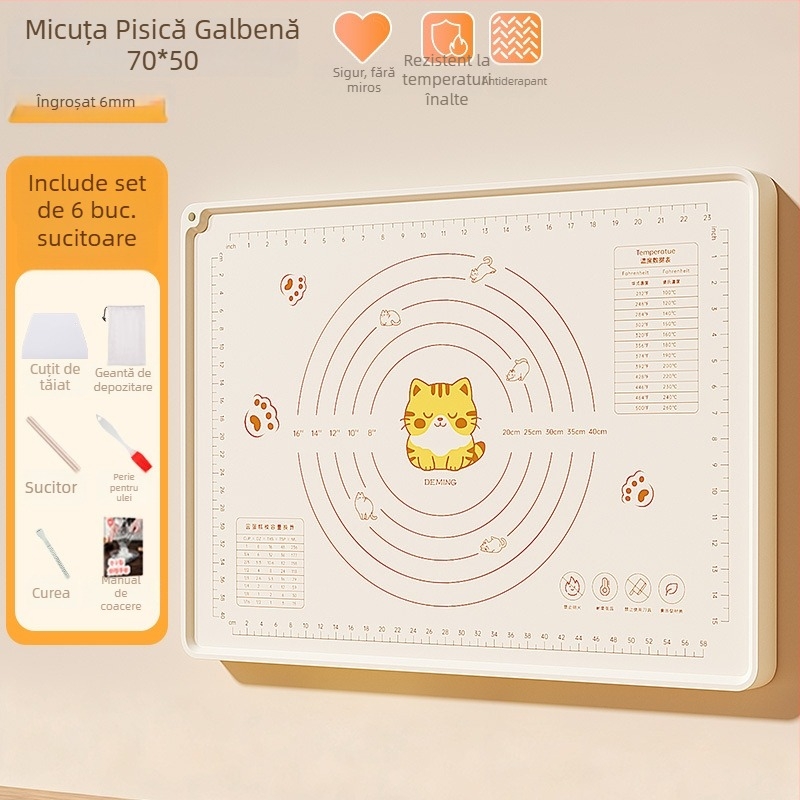 Covoraș din silicon pentru frământat și întins aluat, gros, de calitate alimentară, pentru coacere acasă
