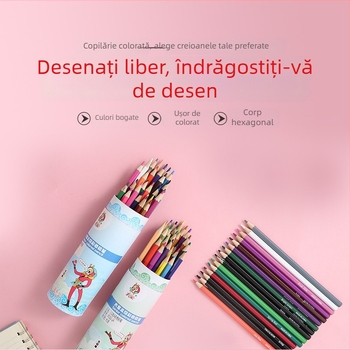 Great Sage 24 creioane colorate hexagonale, corp din lemn de tei, miez de 3.0 mm pentru desen