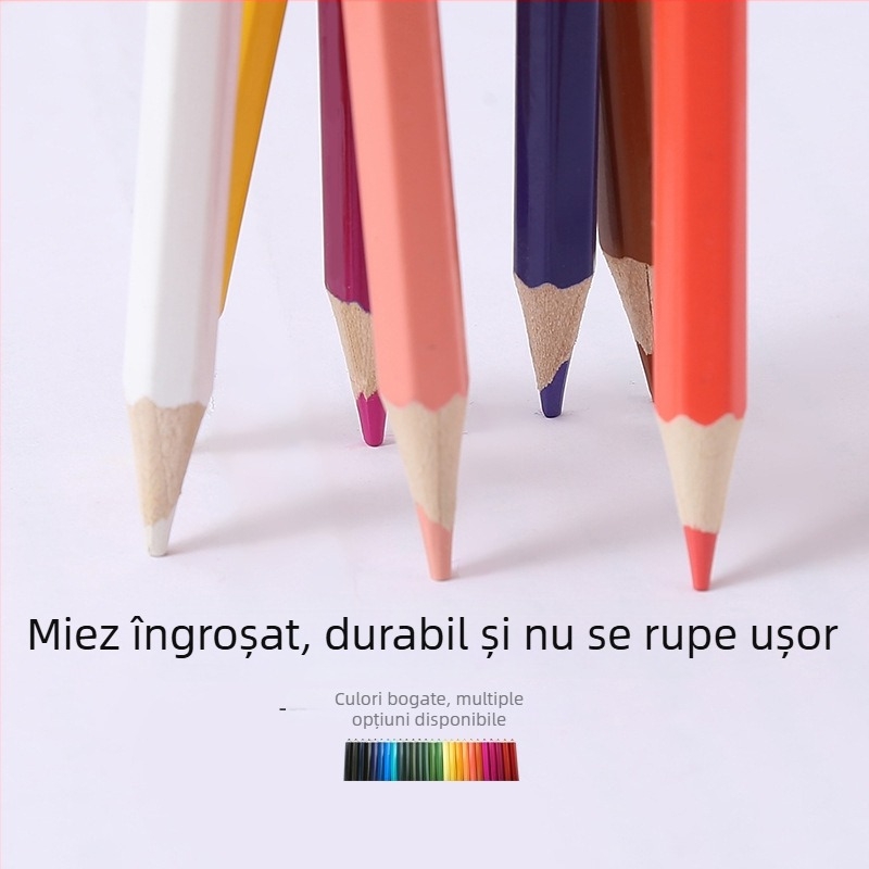 Great Sage 24 creioane colorate hexagonale, corp din lemn de tei, miez de 3.0 mm pentru desen