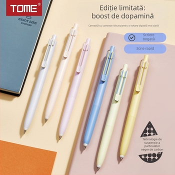TOME Pix gel cu clic, ediție limitată, negru carbon, vârf din oțel inoxidabil, corp din plastic, pentru elevi