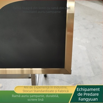 Tablă neagră din lemn, cu față dublă, cadru din oțel inoxidabil și suport exterior, dimensiuni 1,2 × 2,4 m