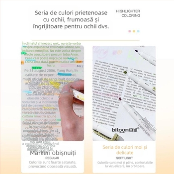 Marker dublu vârf, cu vârf moale, pentru caiete și notițe ale elevilor