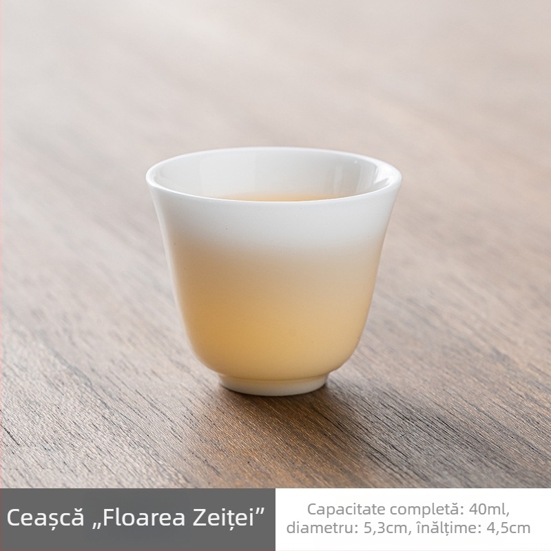 Set de ceai Ice Jade din porțelan cu capac – ceai Kung Fu pentru casă și birou