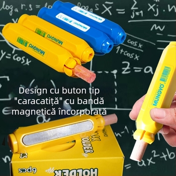 Allies Suport magnetic pentru cretă cu clips, fără praf, două culori disponibile, menține mâinile curate, ideal pentru predare și scriere pe tablă