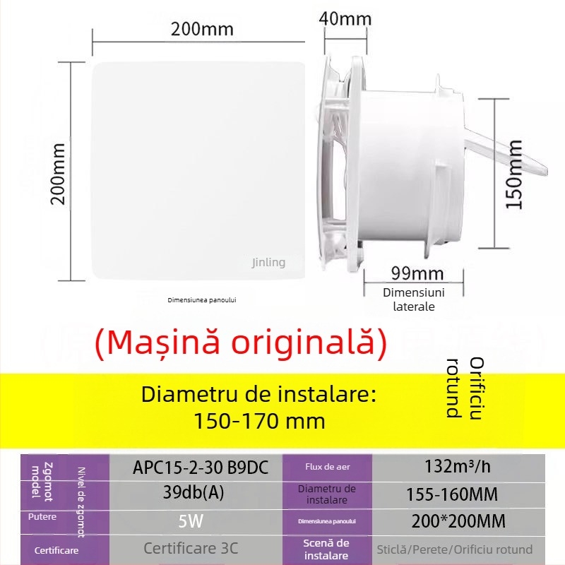 Golden Antelope ventilator de evacuare pentru fereastră din sticlă, 6/8-inch, economisire a energiei, zgomot redus, montaj pe perete, model B9DC