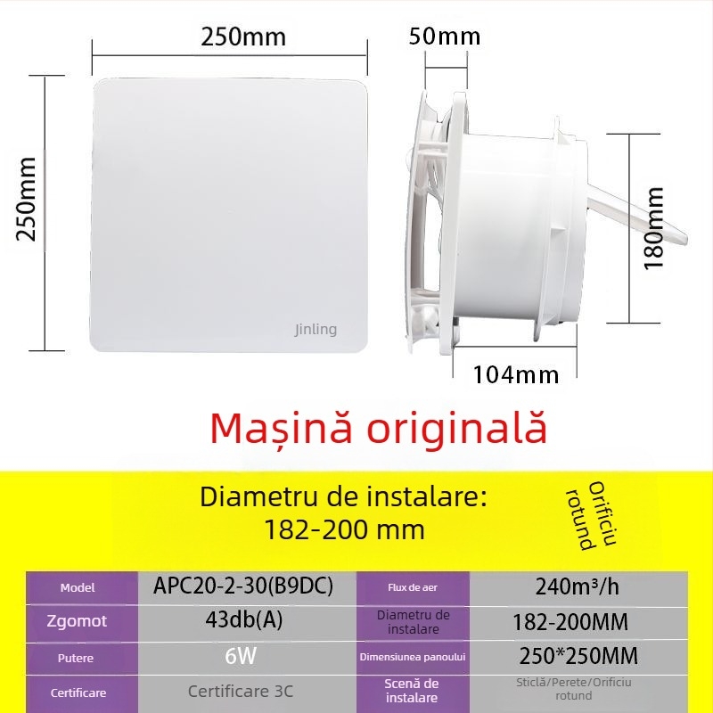 Golden Antelope ventilator de evacuare pentru fereastră din sticlă, 6/8-inch, economisire a energiei, zgomot redus, montaj pe perete, model B9DC